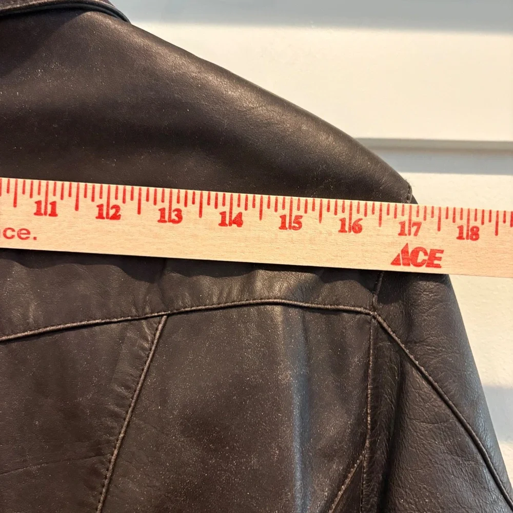 Vtg y2K Wilsons Leather Maxima Jacket Large Slim Chocolate Brown Western Moto - Picture 12 of 16